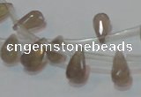 CAG6544 Top-drilled 6*10mm faceted teardrop Brazilian grey agate beads