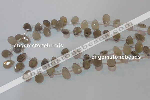 CAG6546 Top-drilled 10*14mm briolette Brazilian grey agate beads