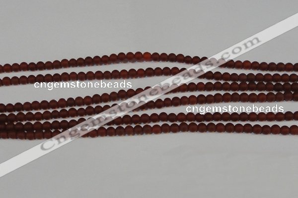 CAG6550 15.5 inches 4mm round matte red agate beads wholesale