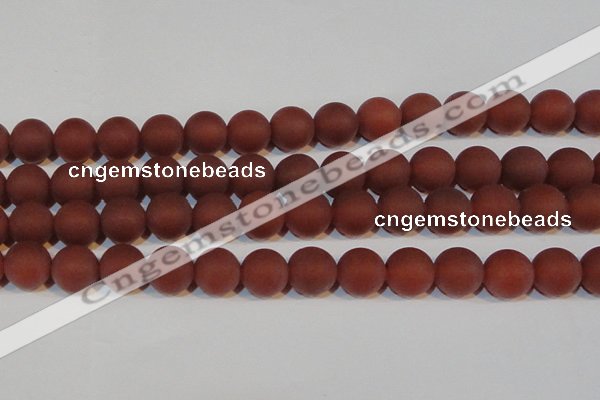 CAG6557 15.5 inches 14mm round matte red agate beads wholesale