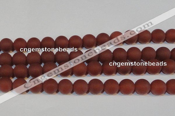 CAG6559 15.5 inches 18mm round matte red agate beads wholesale