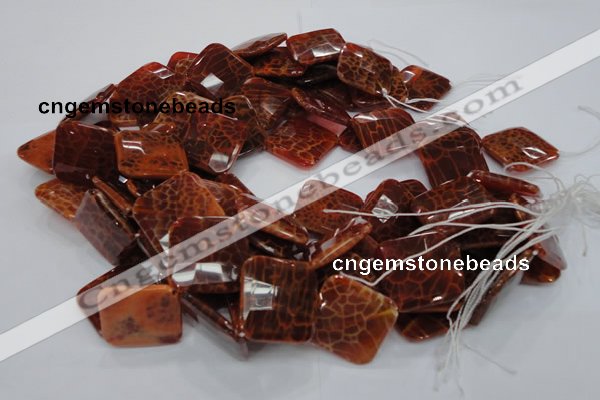 CAG657 15.5 inches 25*25mm faceted rhombic natural fire agate beads