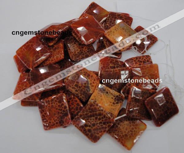 CAG658 15.5 inches 30*30mm faceted rhombic natural fire agate beads