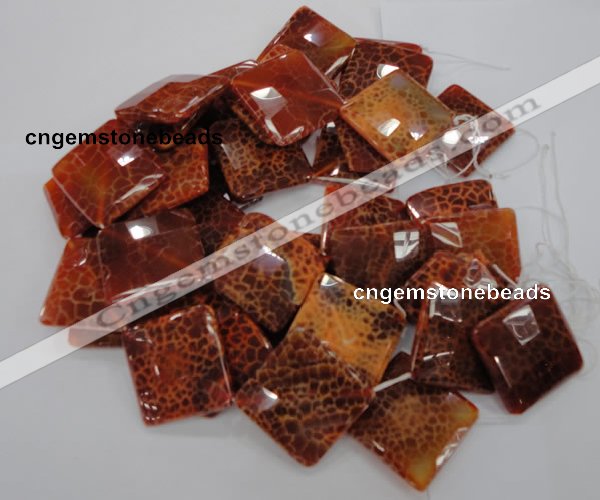 CAG659 15.5 inches 40*40mm faceted rhombic natural fire agate beads