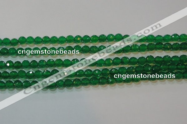 CAG6611 15.5 inches 4mm faceted round green agate gemstone beads