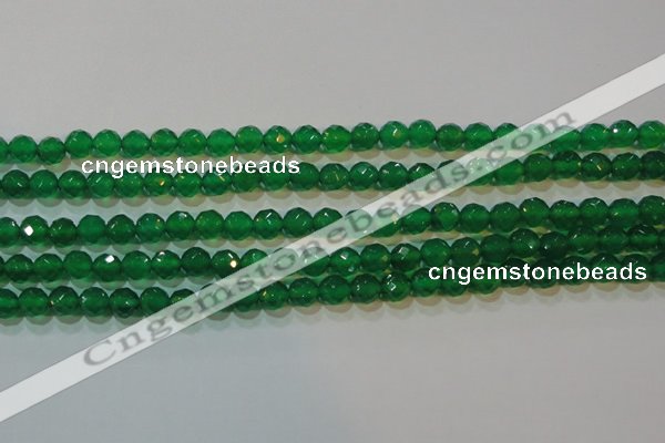 CAG6612 15.5 inches 6mm faceted round green agate gemstone beads