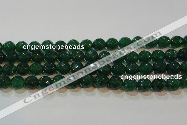 CAG6616 15.5 inches 14mm faceted round green agate gemstone beads