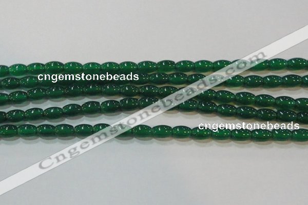CAG6622 15.5 inches 6*9mm rice green agate gemstone beads