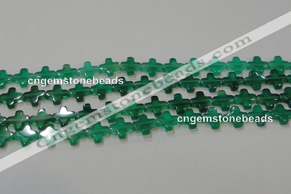 CAG6634 15.5 inches 10*10mm cross green agate gemstone beads