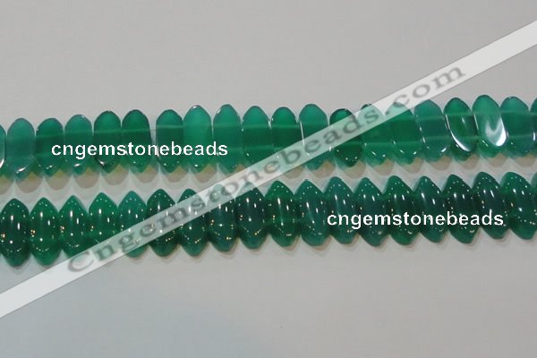 CAG6640 15.5 inches 8*20mm marquise double drilled green agate beads