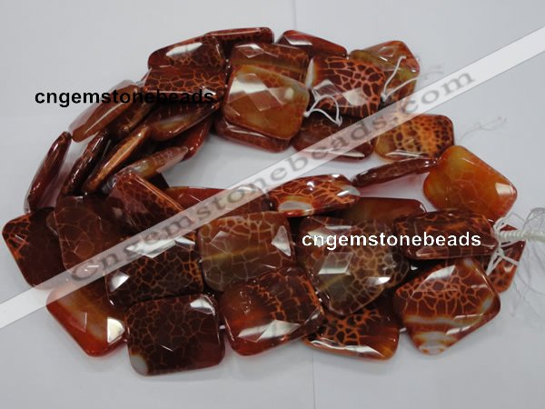 CAG666 15.5 inches 30*40mm faceted rectangle natural fire agate beads