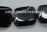 CAG6680 15.5 inches 25*25mm square black line agate beads