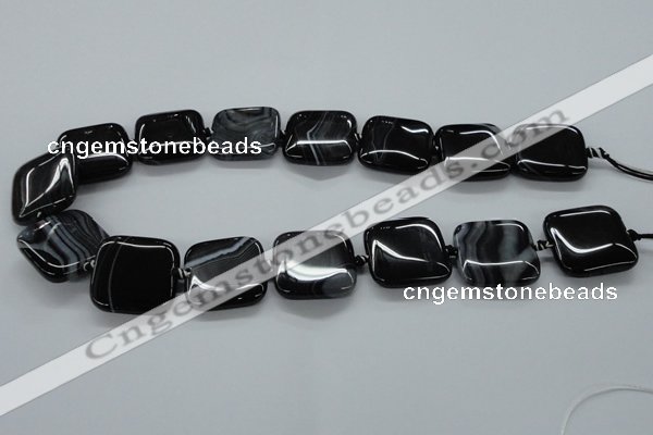 CAG6680 15.5 inches 25*25mm square black line agate beads