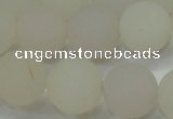 CAG6682 15 inches 12mm round white pilates agate beads