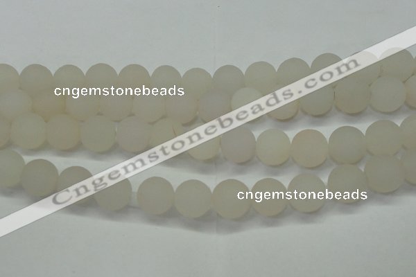 CAG6682 15 inches 12mm round white pilates agate beads