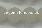 CAG6683 15 inches 14mm round white pilates agate beads