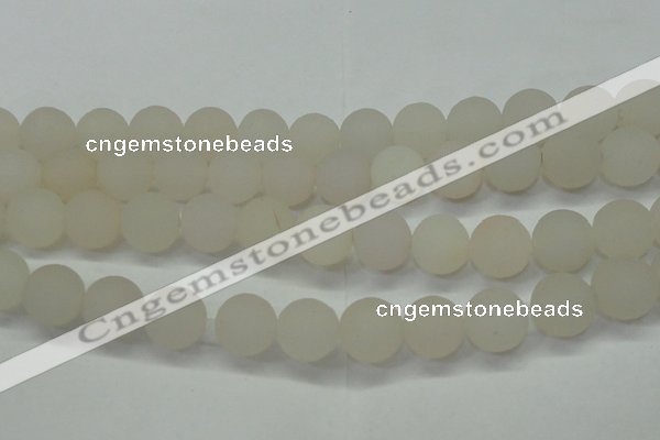 CAG6683 15 inches 14mm round white pilates agate beads