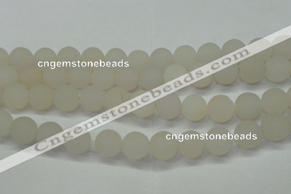 CAG6683 15 inches 14mm round white pilates agate beads