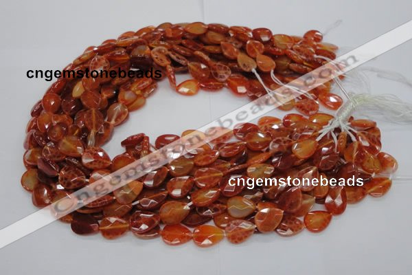 CAG669 15.5 inches 10*14mm faceted flat teardrop natural fire agate beads