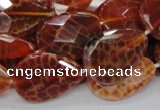 CAG672 15.5 inches 20*30mm faceted flat teardrop natural fire agate beads