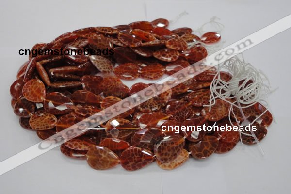 CAG672 15.5 inches 20*30mm faceted flat teardrop natural fire agate beads