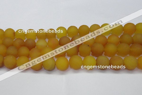 CAG6722 15 inches 12mm round yellow pilates agate beads