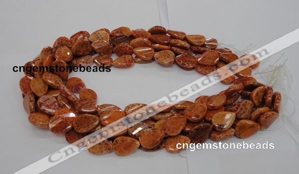 CAG674 15.5 inch 15*20mm faceted teardrop twisted natural fire agate beads