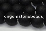 CAG6740 15 inches 8mm round black pilates agate beads