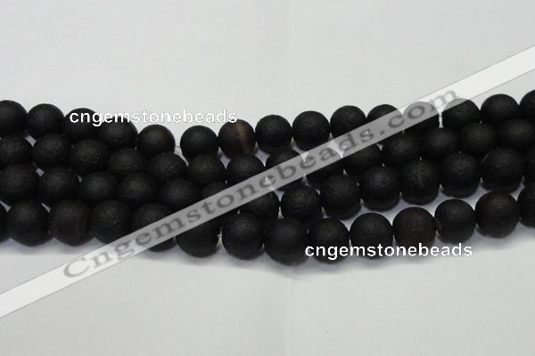 CAG6741 15 inches 10mm round black pilates agate beads