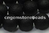 CAG6742 15 inches 12mm round black pilates agate beads