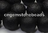 CAG6743 15 inches 14mm round black pilates agate beads