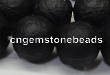 CAG6744 15 inches 16mm round black pilates agate beads