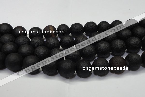 CAG6745 15 inches 18mm round black pilates agate beads