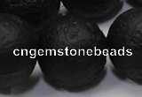 CAG6746 15 inches 20mm round black pilates agate beads