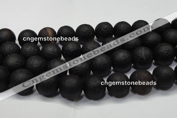 CAG6746 15 inches 20mm round black pilates agate beads