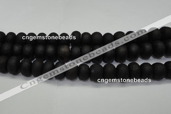 CAG6748 15 inches 10*14mm rondelle black pilates agate beads