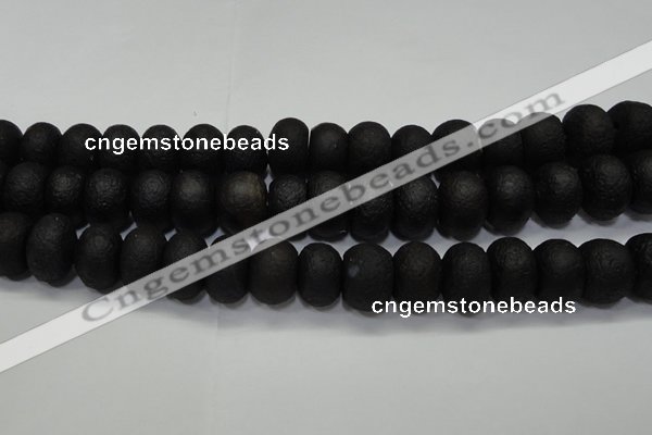 CAG6749 15 inches 12*16mm rondelle black pilates agate beads