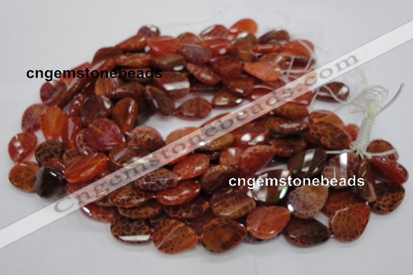 CAG675 15.5 inch 18*25mm faceted teardrop twisted natural fire agate beads