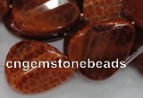 CAG676 15.5 inch 23*30mm faceted teardrop twisted natural fire agate beads