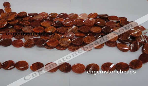 CAG677 15.5 inches 13*18mm twisted oval natural fire agate beads