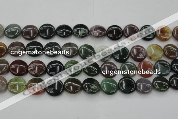 CAG6772 15.5 inches 16mm flat round Indian agate beads wholesale