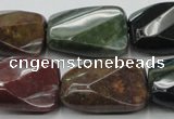 CAG6814 15.5 inches 16*22mm faceted & twisted rectangle Indian agate beads