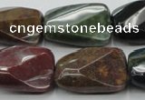 CAG6815 15.5 inches 18*25mm faceted & twisted rectangle Indian agate beads