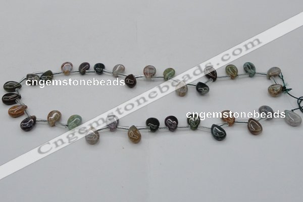 CAG6838 Top drilled 8*12mm flat teardrop Indian agate beads