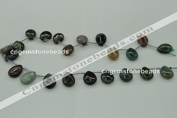 CAG6839 Top drilled 10*14mm flat teardrop Indian agate beads