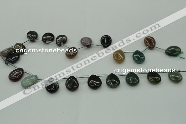 CAG6841 Top drilled 13*18mm flat teardrop Indian agate beads