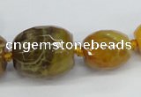 CAG6882 12*14mm - 25*30mm faceted drum dragon veins agate beads