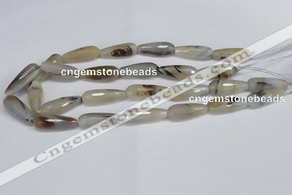 CAG6890 15.5 inches 10*30mm faceted teardrop line agate beads