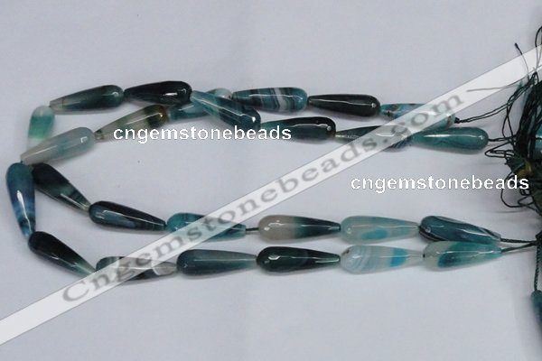 CAG6894 15.5 inches 10*30mm faceted teardrop line agate beads