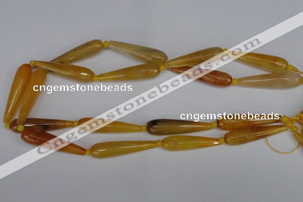 CAG6900 15.5 inches 10*40mm faceted teardrop line agate beads